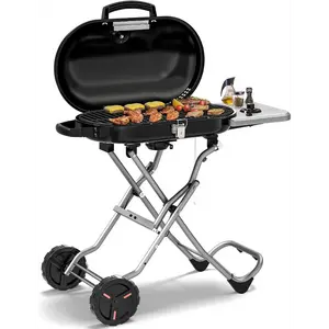 Portable Propane Gas Grill, 15,000 BTU Foldable Outdoor Grill with 348 Sq. In. Grilling Area for Camping, BBQ, Parties, Backyard, Beach Outings
