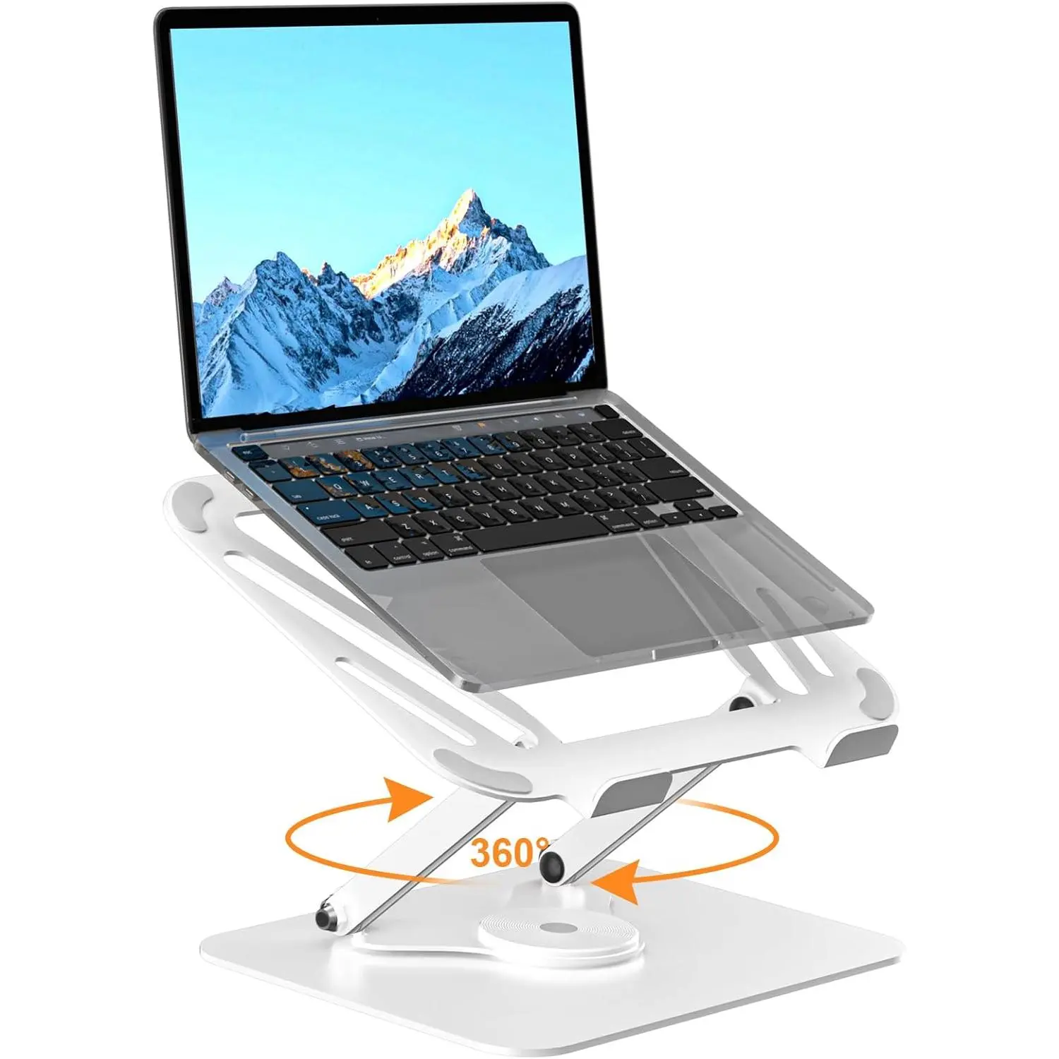 suptek Laptop Stand for Desk, Adjustable Computer Notebook Stand with 360° Rotating Base, Ergonomic Laptop Riser for Collaborative Work, Foldable & Portable Laptop Stand,fits for 11-17" Laptops,White
