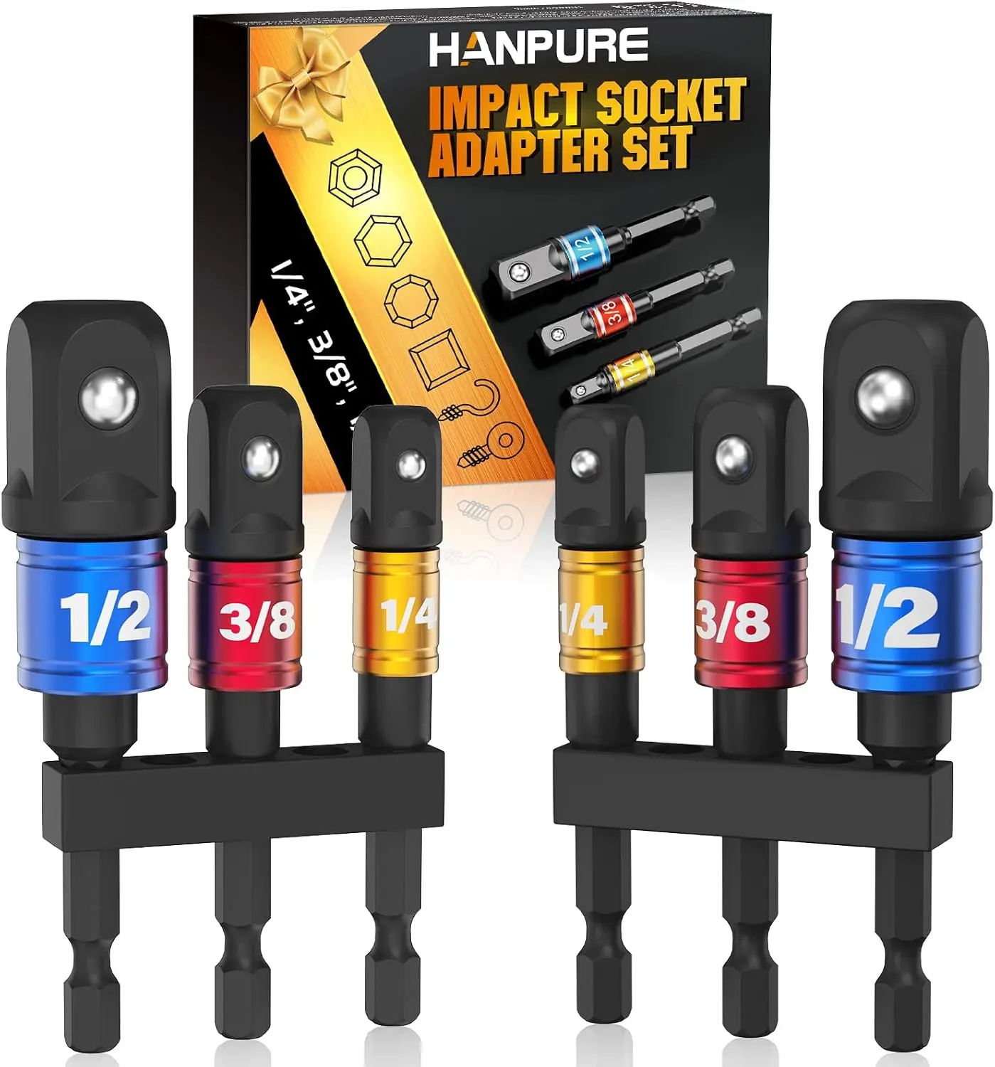 Adapter Set for - for Men Gadgets 1/4" 3/8" 1/2" Driver Bit Set Extension Bit with Holder Ratchet Wrench Nut Hex Drive Adapter Hand Accessories Cool Stuff.