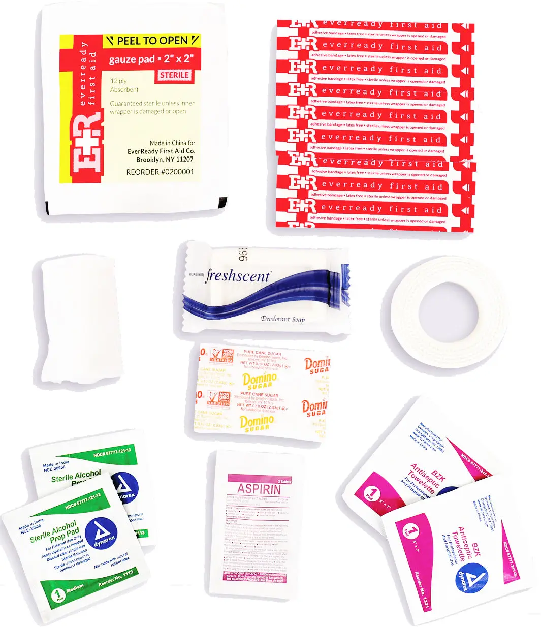 Safety Emergency Kit with Military Zipper, Organized Contents, Antiseptic Wipes, Adhesive Bandage & Over 15 Sterile Supplies for Home Improvement & Security Needs