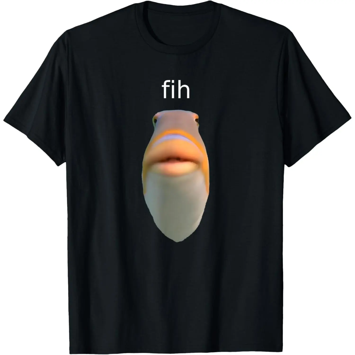 Men's "Fih" Funny Misspelled Fish Meme Short-Sleeve Round Neck Casual T-Shirt, Menswear Top, Shortsleeve