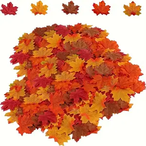 50pcs Vivid Fall Maple Leaf Decorations Multi-Colored Artificial Fall Leaves for DIY Crafts, Home, Garden And Holiday Decorations - Perfect for Halloween, Christmas, Thanksgiving And Wedding Celebrations