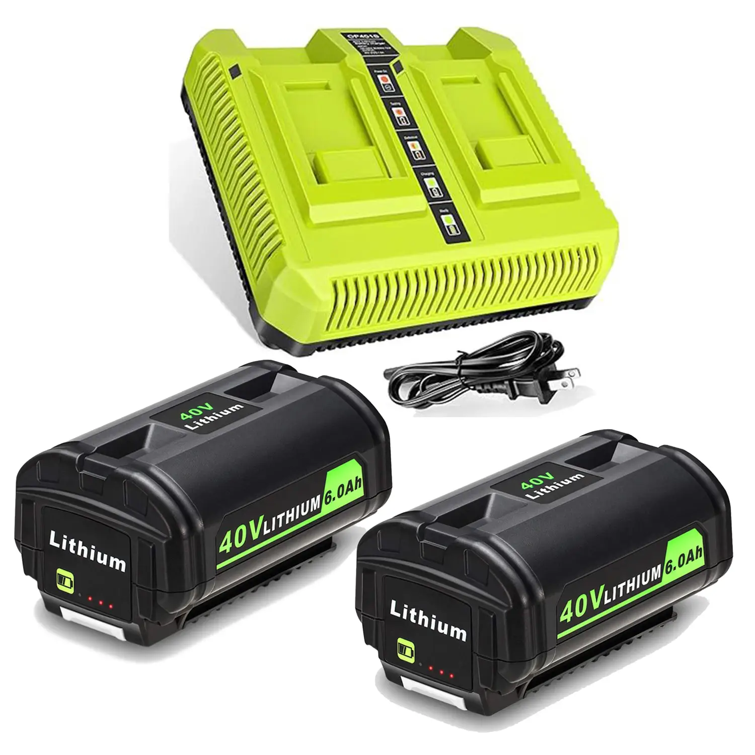 2 Packs 40V 6.0Ah Battery Replacement for Ryobi 40v Battery, 6000mAh High Capacity Compatible with Ryobi 40v Tools and Charger