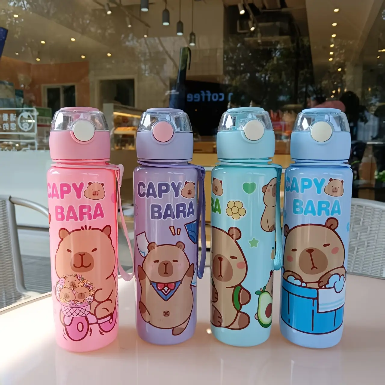 700ML Capybara Theme Cute Kids Portable Water Bottle with Handle, Daily Water Intake Bottle, Leak-Proof Design with Straw, Ideal for School and Camping, Great Graduation Birthday Gift