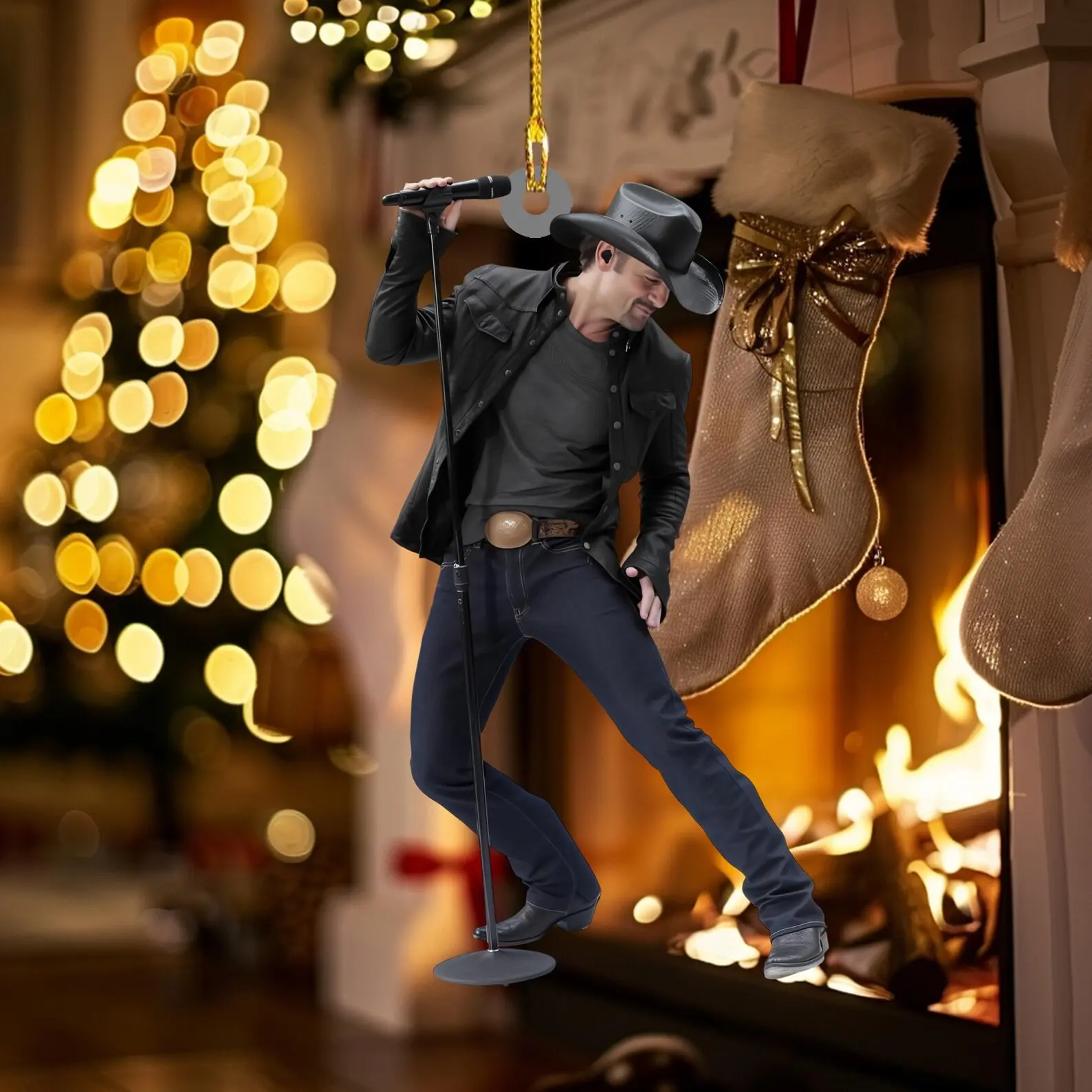 Tim McGraw Christmas Ornament, Country Music Fan Gift, Retro Singer Decor, Custom Holiday Tree Decoration, Cowboy Style Ornament Gift