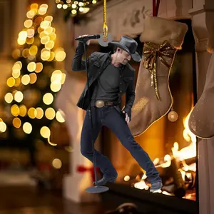 Tim McGraw Christmas Ornament, Country Music Fan Gift, Retro Singer Decor, Custom Holiday Tree Decoration, Cowboy Style Ornament Gift