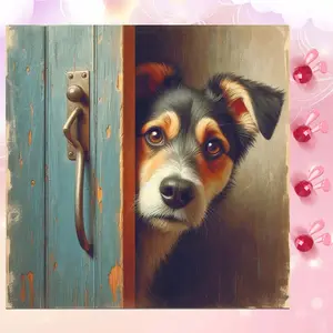 5D DIY Full Drill Round Diamond Painting - Diamond Art Craft Kit, Wooden Door, Door Handle, Dog Ear Mosaic, Canvas - DIY Decorative Painting, Home Wall Decor, Suitable for Halloween, Christmas, Birthdays, and Anniversary Gifts