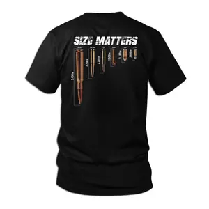 Size Matters Tactical Caliber T-Shirt for Men, 2A Supporter Graphic Tee, Military Humor Shirt, Gun Range Lifestyle Apparel, Patriotic Operator Streetwear, Veteran Gift Idea