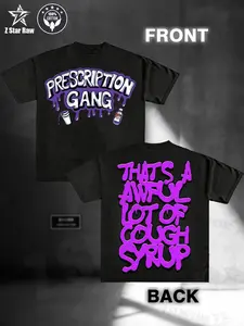 Prescription Gang "That's A Awful Lot Of Cough Syrup" Graphic Cotton T-Shirt - Unisex Loose Fit Casual Tee with Bold Print, Round Neck & Short Sleeves for Men & Women, Holiday Travel & Casual Attire, Allseason Apparel