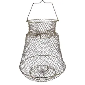 Metal Rustproof Collapsible Fish Basket - Robust and Easy to Use Net Cage for Live Fish