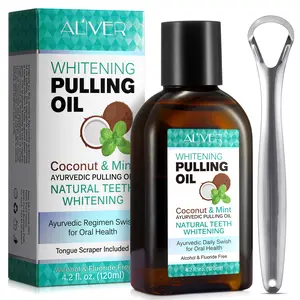ALIVER Coconut Mint Mouthwash Oral Rinse (120ml), Oral Care Mint, Long-lasting fresh breath, The refreshing mint scent blended with a coconut aroma masks unpleasant odors and reduces the root causes of bad breath