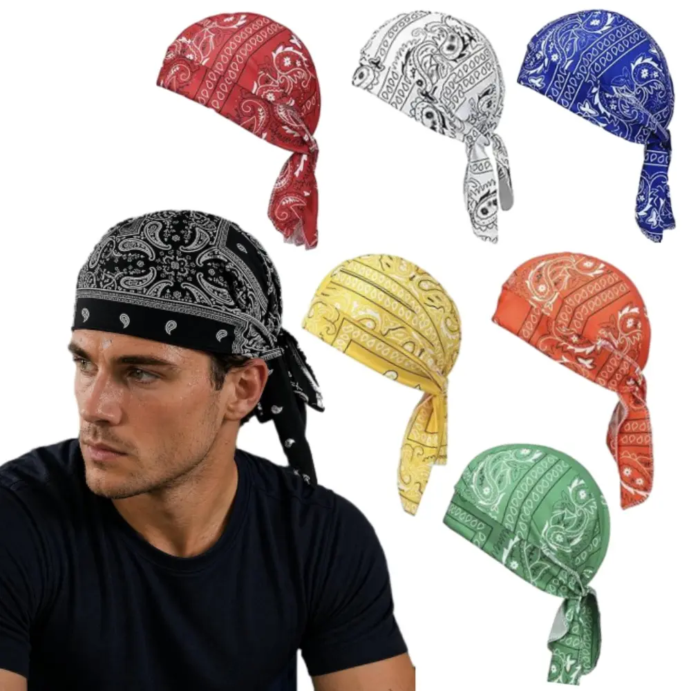 7Pcs Unisex Cooling Paisley Durag Headscarf Set, Lightweight Stretch Elastic Sports Headbands, Breathable Moisture-Wicking Sweat Bandana Caps, Cycling Running Outdoor Sun Protection Hair Accessories for Men Women