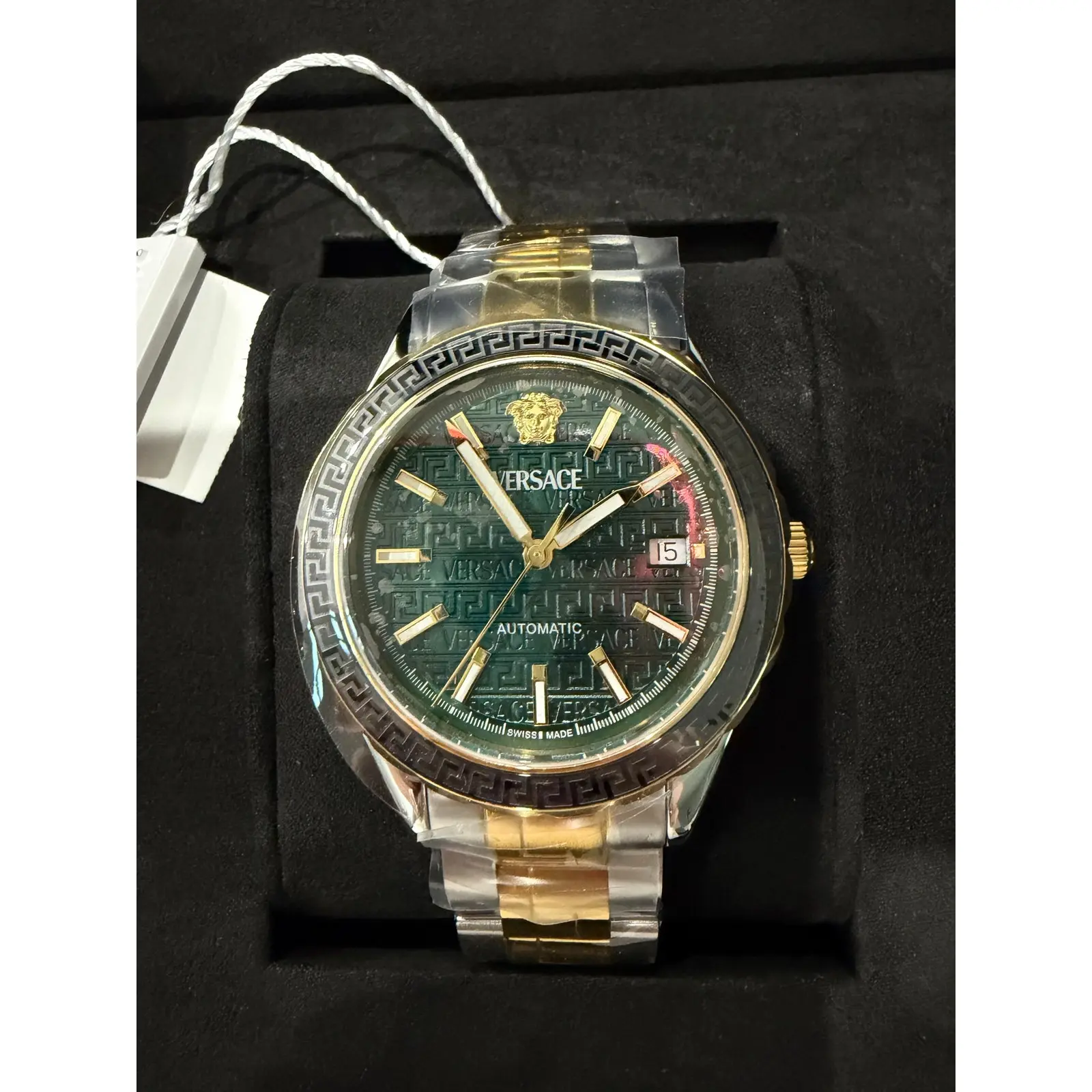 Pre-owned Versace Hellenyium Automatic Green Dial Men's Watch