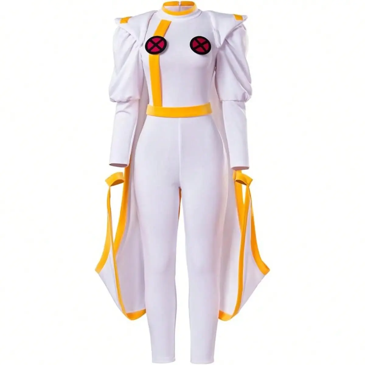 Women's Superhero Costume Jumpsuit - Sleek Polyester Women's Clothes with Dramatic Cape, Chest 46"-48", for Comic Book Fans, Cosplay Events, Long Sleeve, Accessories, Fit, Hip, Comfortable, Elegance, Storm, Superheroes, 3Xl