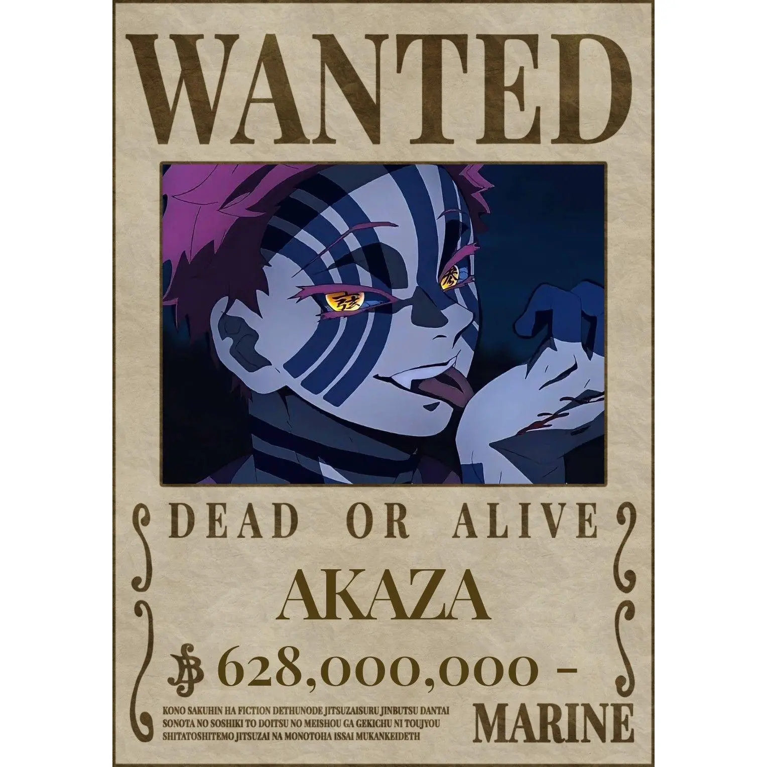 [Up To 50% Off] Demon Slayer Akaza Artistic Unframed Wanted Poster - 12x18"-24x36" Anime Paper Print with Polka Dot,Houndstooth,Marble,Plaid Accents, Home Decor for Walls & Wardrobe, Gift for Anime Fans, No Mount Included