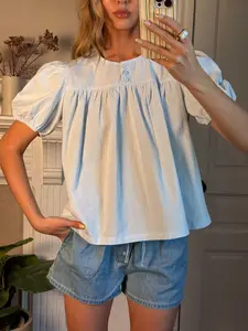 The Hazel Top | Puff Sleeve Baby Doll Blouse