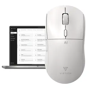 Virtusx AI Mouse, Jethro V1 – AI Voice & Audio Recorder, Note Taking Mouse for Computer & Laptop with Centralized AI Software, AI Writing Tools, Voice Typing, Transcribe, Translate & Summarize