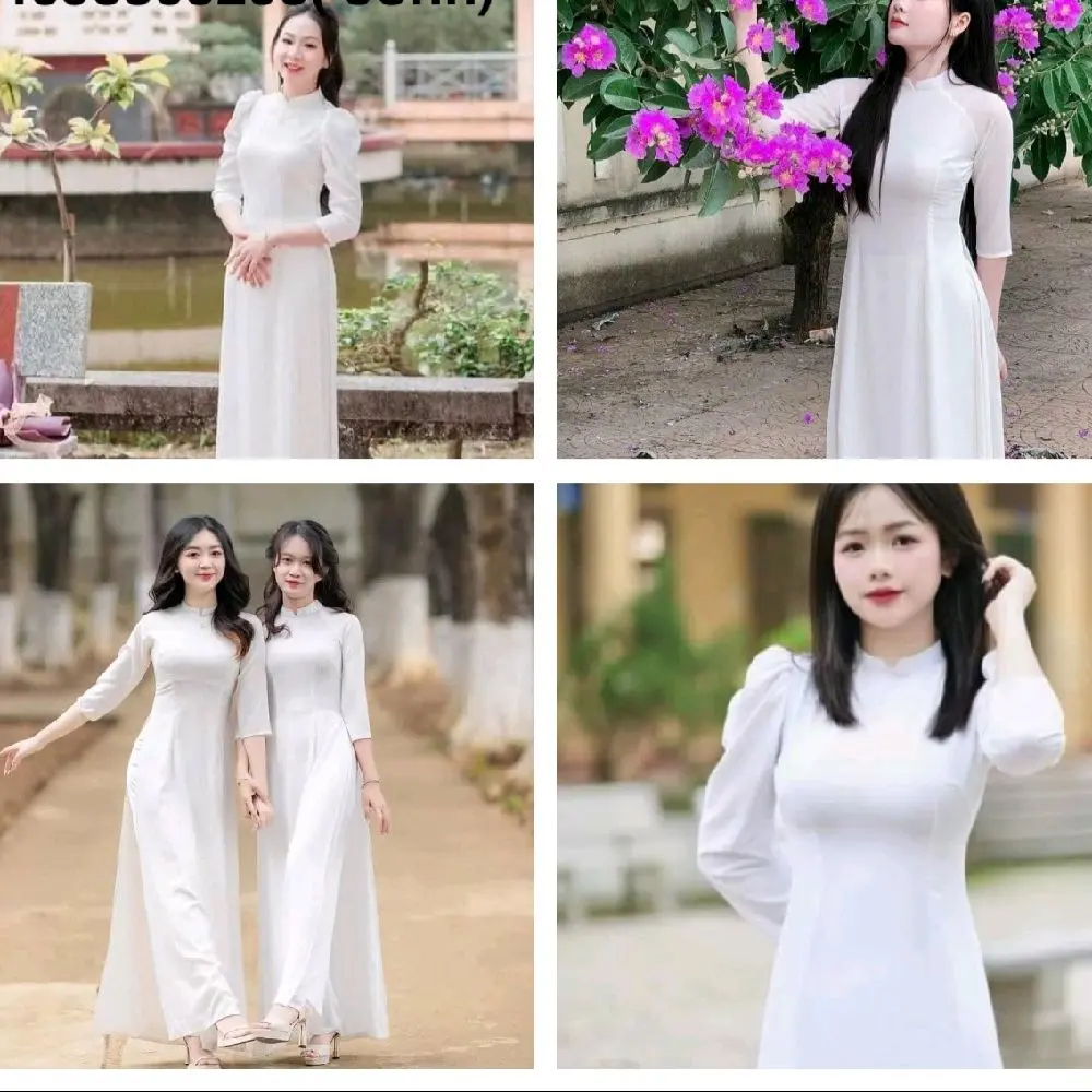 Vietnamese Ao Dai  ( Áo 4 tà) Vietnamese Size / Áo Dài Học Sinh Áo Dài Trắng / Áo Dài Cách Tân Truyền Thống Việt Nam/ Girl Ao Dai / Luna Ao Dai