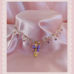 Madoka Magica Homura Akemi Rhinestone Soul Gem Anime Manga Kawaii Y2K Magical Girl Jfashion Princess Coquette Hime Choker Necklace- Puella Magi Series