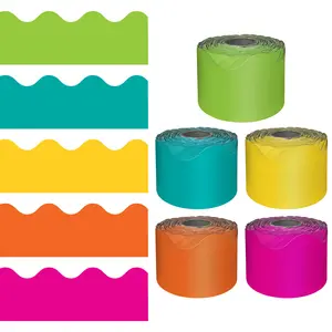 Carson Dellosa 65' Bright & Colorful 5 Pack Rolled Scalloped Bulletin Board Border Set (5 rolled borders)
