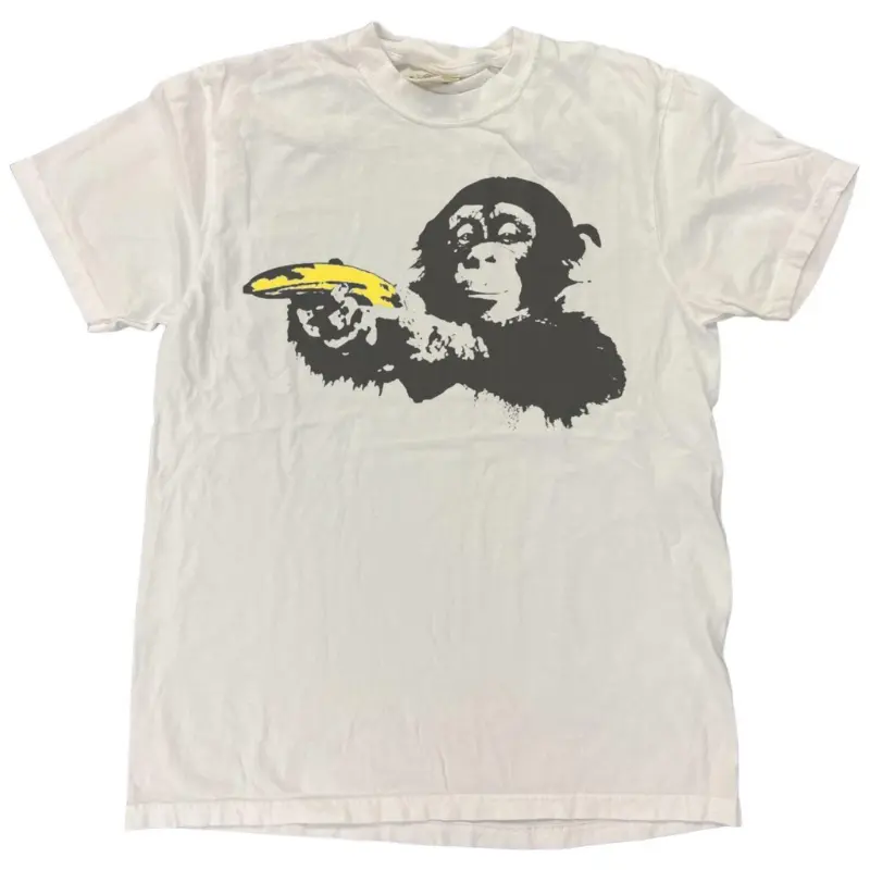 Monkey Banana Gun LOL Tee, Y2k Graphic Tee, Vintage T-Shirt, Y2k Clothing, Y2k Shirt, Funny Monkey Shirt, Kong T-Shirt, Unisex Cotton Crewneck T-Shirt Menswear Womenswear Underwear Streetwear To Retro Print Cotton Short Sleeve Tee for Men Women Streetwear