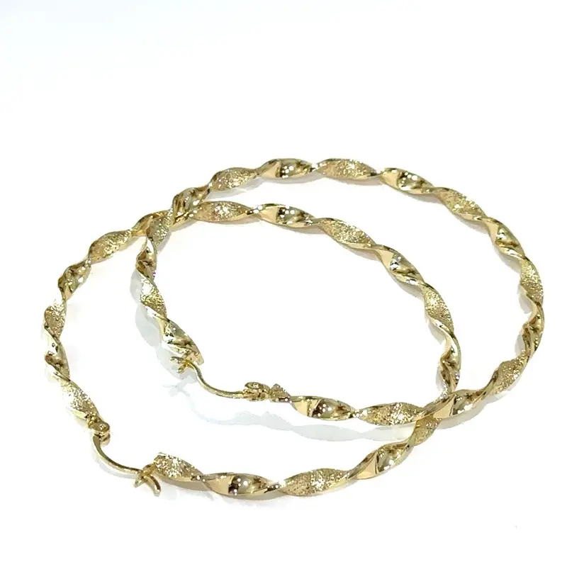 Gold Plated #10 Twist Hoops Earrings 14 k - Elegant Design with Metallic Finish, Ideal for Everyday Wear