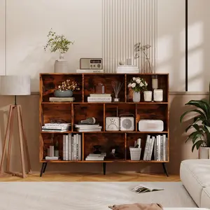 Garvee 10 Cube Storage Organizer, Modern Cube Bookcase with Legs, Freestanding Cubical Storage Shelf for Bedroom, Living Room, Office, 3-Tier Wide Book Shelf Display Organizer