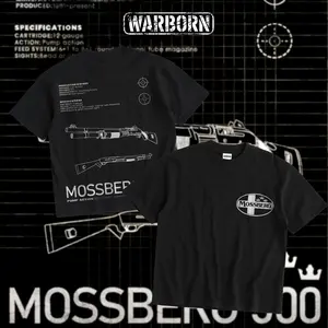 [WARBORN] Mossberg Double Sides Heavy Cotton T-Shirt Vintage Graphic Tee Military Enthusiast Streetwear Clothing Gift for Men Breathable Printing