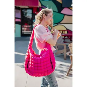 Hot Pink Quilted Puffer Tote