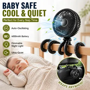 [4000mAh | Oscillating] GAIATOP Baby Stroller Fan with Mosquito Repellent, Flexible Octopus Clip-on Fan, Portable Cooling Fan for Travel Accessory, Car Seat & Nursery, Practical Mother's Day & New Mom Gift