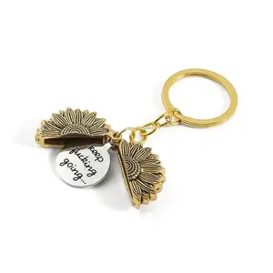 accessories motivational Sunflower Keychain Inspirational Gifts for Women Men Birthday Christmas Gifts for Best Friend Keep Fucking Going Keychain