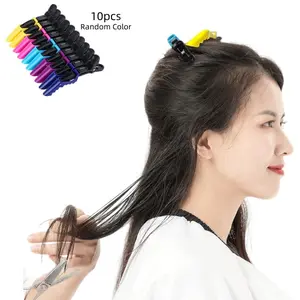 Women's Wide Tooth Dual Hinge Crocodile Hair Clips, Professional Salon Quality, 10 Pieces Set, Random Colors, Hair Styling Accessories