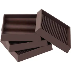 Hardware tools 3x3 Square Rubber Furniture Caster Cups, Anti-Sliding Furniture Pads Bed Stopper Floor Protectors with Grip - Protect Any Flooring