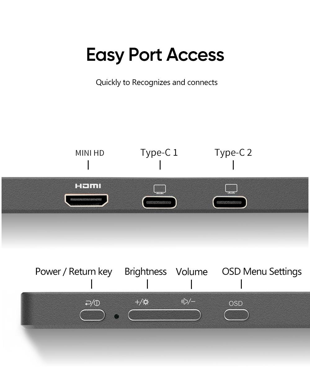 ARZOPA Portable Monitor FHD 1080P Ultra-Slim Portable Laptop Monitor IPS Display for PC MAC Phone Xbox, PS5 - USB C & HDMI Connectivity Remote Work
