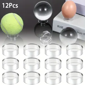 12 PCS 1.25inch Clear Baseball Stand, Ring Ball Acrylic Sphere Stand, Baseball Display Stands, Acrylic Display Rack for Golf Ball, Tennis, Softball, Baseballs Stands