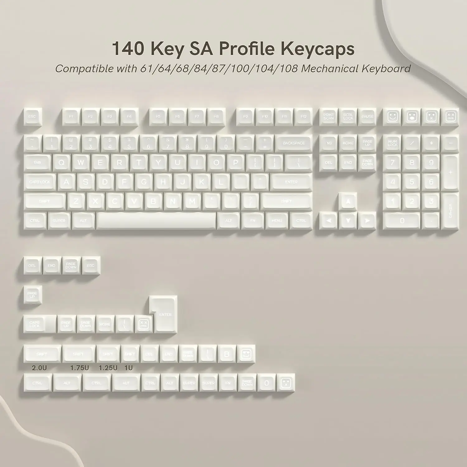 Womier PBT Keycaps,Ceramic Jade keycaps SA Profile for 60% 65% 75% 100% TKL US Layout Mechanical Keyboard