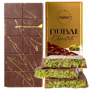 Viral BeeMax Authentic Dubai Chocolate Bar | Luxurious Middle Eastern Indulgence | Authentic Dubai-Style| Premium Milk Chocolate, Golden Kadayif Crisps, Velvety Tahini & Hand-Harvested Pistachios – Imported from Turkey Dessert Bonbon