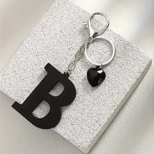 1pc Large Letter Keychain - Glossy Black keyring with Lobster Clasp, Bold A-Z Alphabet Shapes - Keychain for Women & Men, Birthday Gifts, Everyday Use, Special Events - Durable Keychain Accessory, Gift, Sleek Finish, Matte Texture