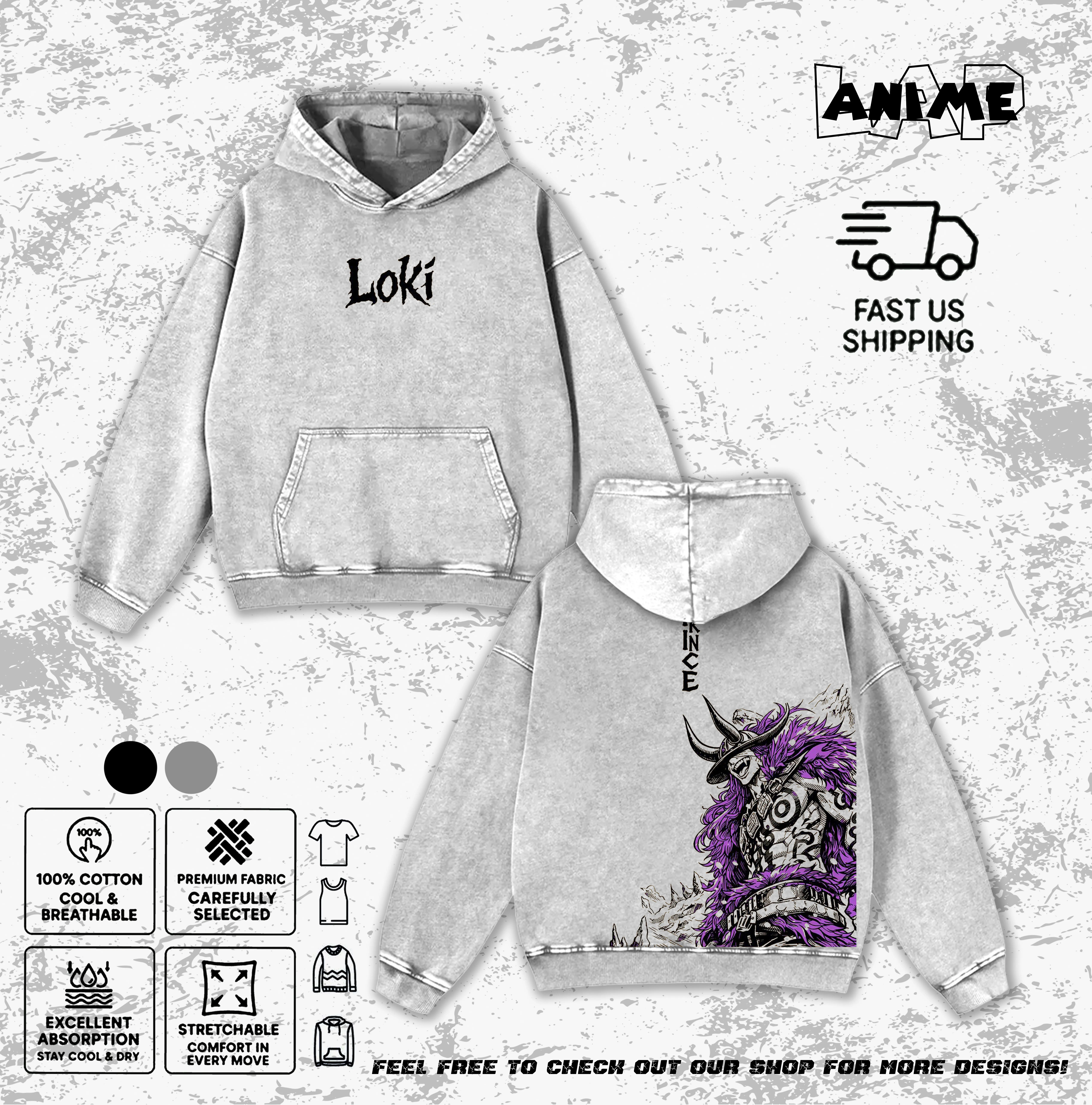 "Loki" Elbaph Cursed Prince Vintage Washed Tee Hoodie Sweatshirt Tank Top, Streetwear Anime Graphic Unisex Cotton Top for Men Women Retro Style