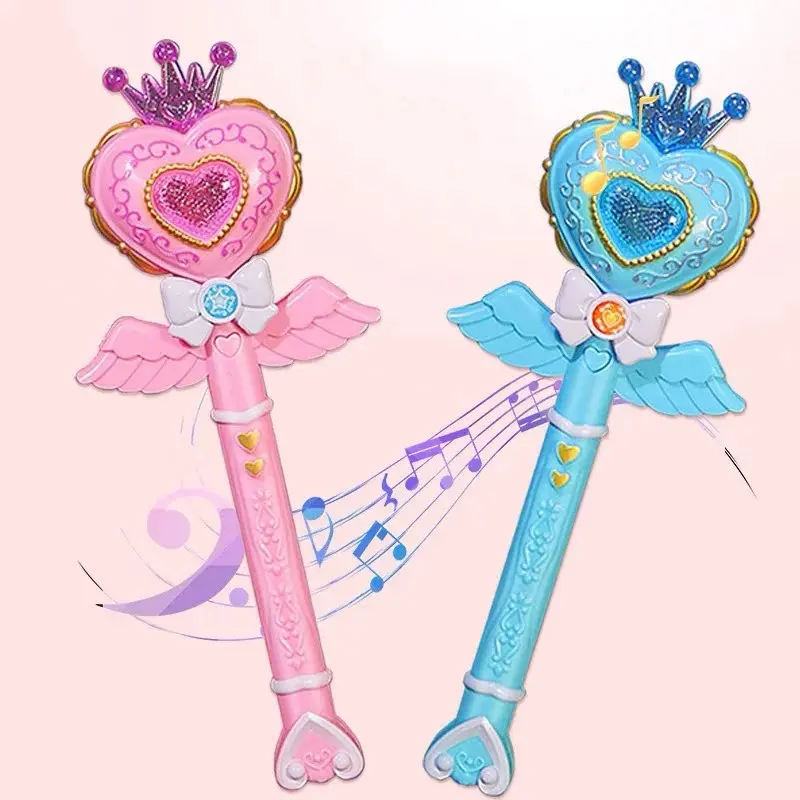Magic Wand Girl Princess Flash Wand Glowing Sound Effect Fantasy Fairy Stick Cartoon Flash Wand Children's Toys Birthday Gift