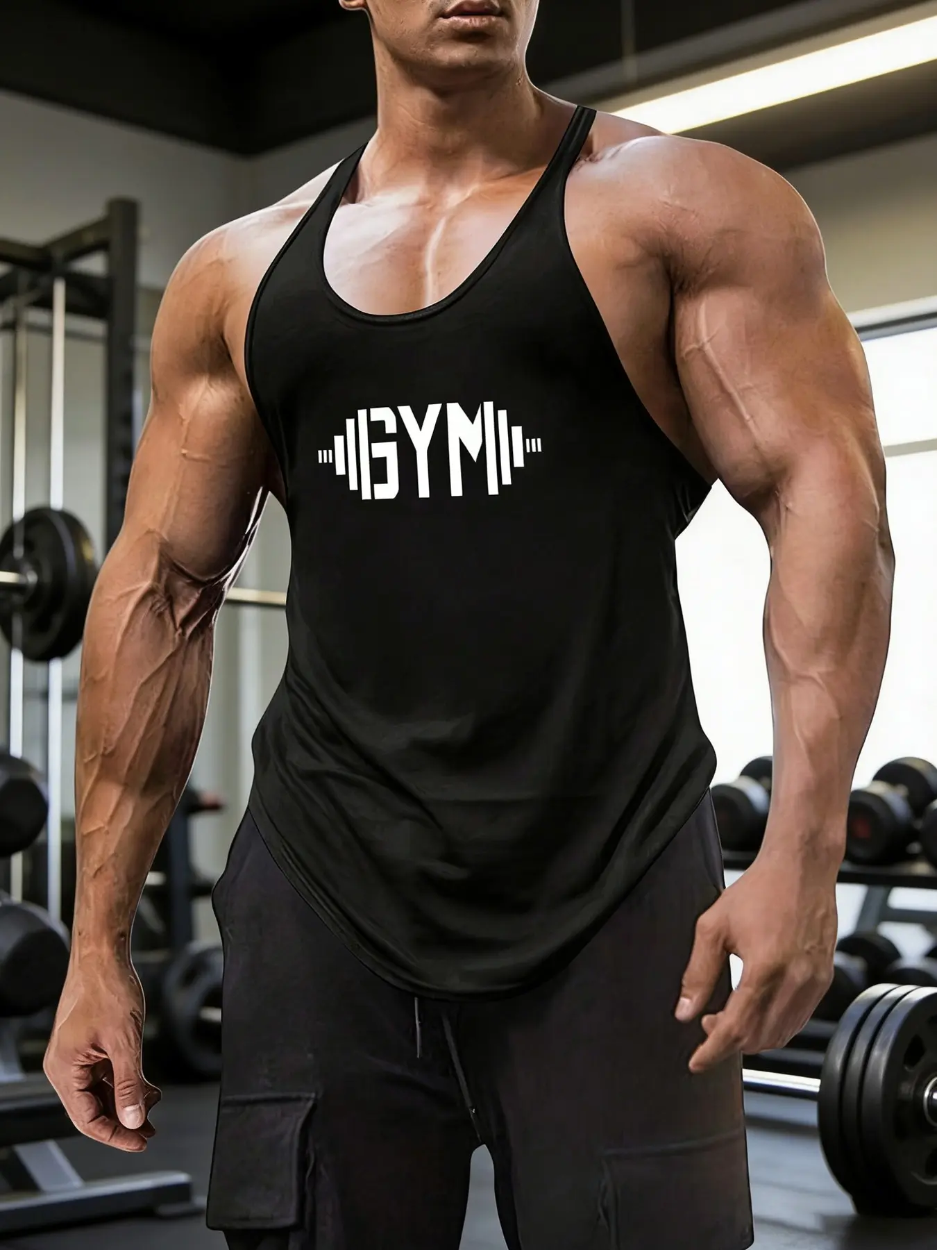 Men's Gym Tank Top, High-Quality Stretch Breathable Fabric, Slim Fit Muscle Show Design, Sporty Style for Gym Training, Weightlifting, Fitness, Sleeveless Vest, Sleeveless Workout Vest