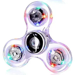 Crystal Luminous LED Light Fidget Spinner Glow in Dark EDC Stress Relief Toys Kinetic Relief Gyroscope for Students Multi-color Glowing Fashionable Design gifts for boyfriend