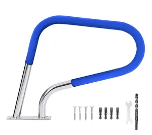 Garvee Upgraded 30"×22" Inground Pool Grab Rail, 304 Stainless Steel Pool Handrail with 385 LBS Weight Bearing, Anti-Slip Blue Grip Sleeves & Fast Mount Hardware for Swimming Pool Entry
