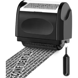 Identity Theft Protection Roller Stamp, 1 Refill Ink - Confidential Roller Stamp for Identity Protection & Security Stamps- Blocking Out Privacy Information and Guard Your Address and ID