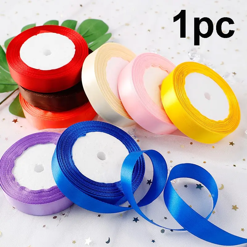 Vibrant Color Polyester Ribbon 2cm Wide 25 Yards Gift Wrapping Tape, Gift Box Wrapping, Gift Packaging, Wedding Cake Decoration Party Supplies Handmade Craft Ribbons