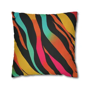 Zebra Print Throw Pillow Cover - Colorful Safari Cushion, Bold Decorative Home Accent for Animal Lovers