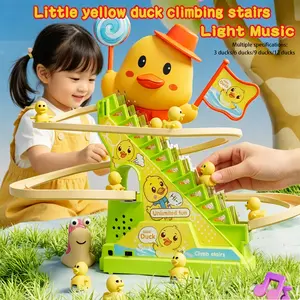 Electric Duck Crawling Toy Set, Automatic Stair Climbing Toy, Track Sliding Duck Toy, Music, Lights and Play, Perfect Gift for Kids
