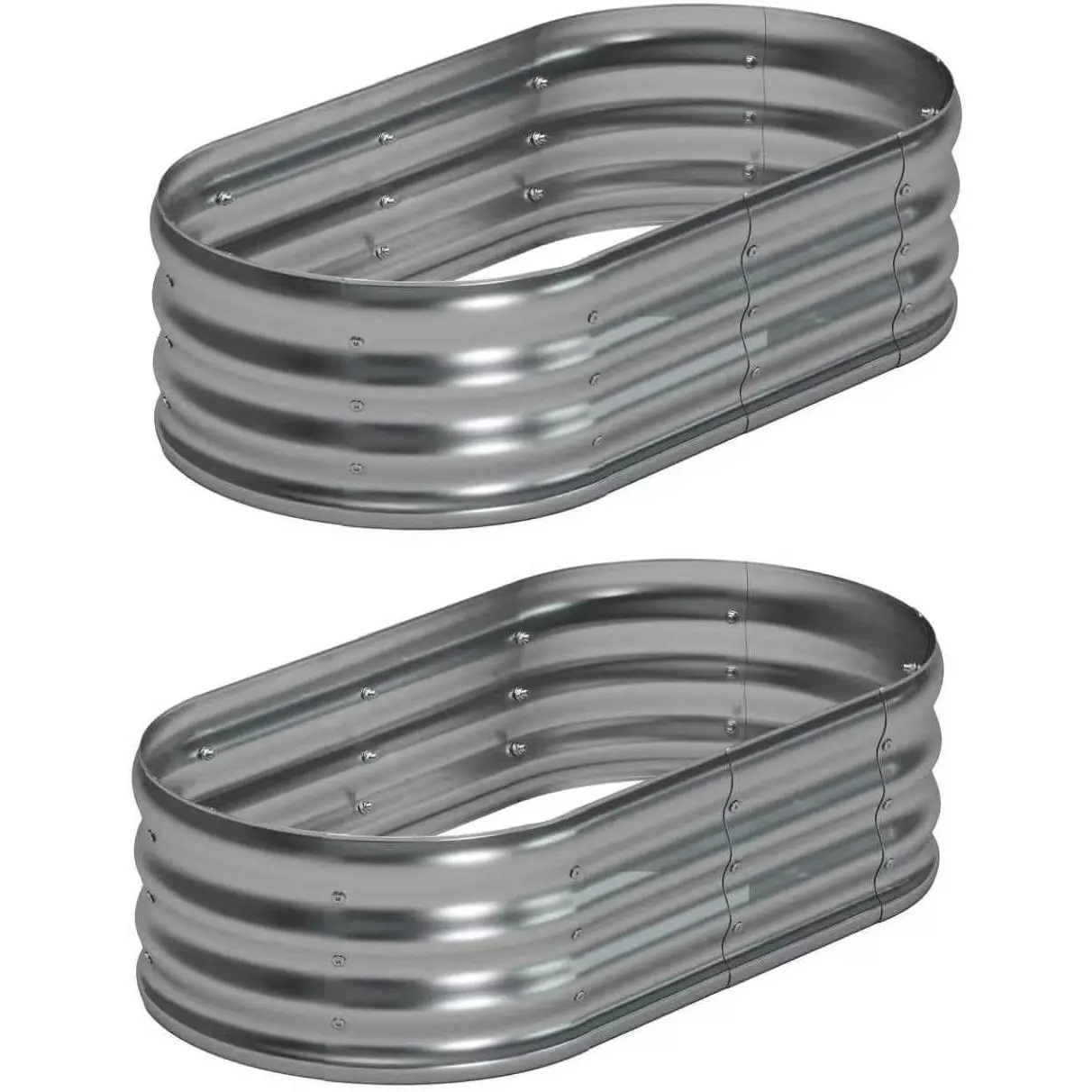 4x2x1ft(2 Pack) Galvanized Oval Raised Garden Bed,Outdoor Planter Box Metal Patio Kit Planting Bed for Vegetables  ,