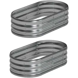 4x2x1ft(2 Pack) Galvanized Oval Raised Garden Bed,Outdoor Planter Box Metal Patio Kit Planting Bed for Vegetables  ,