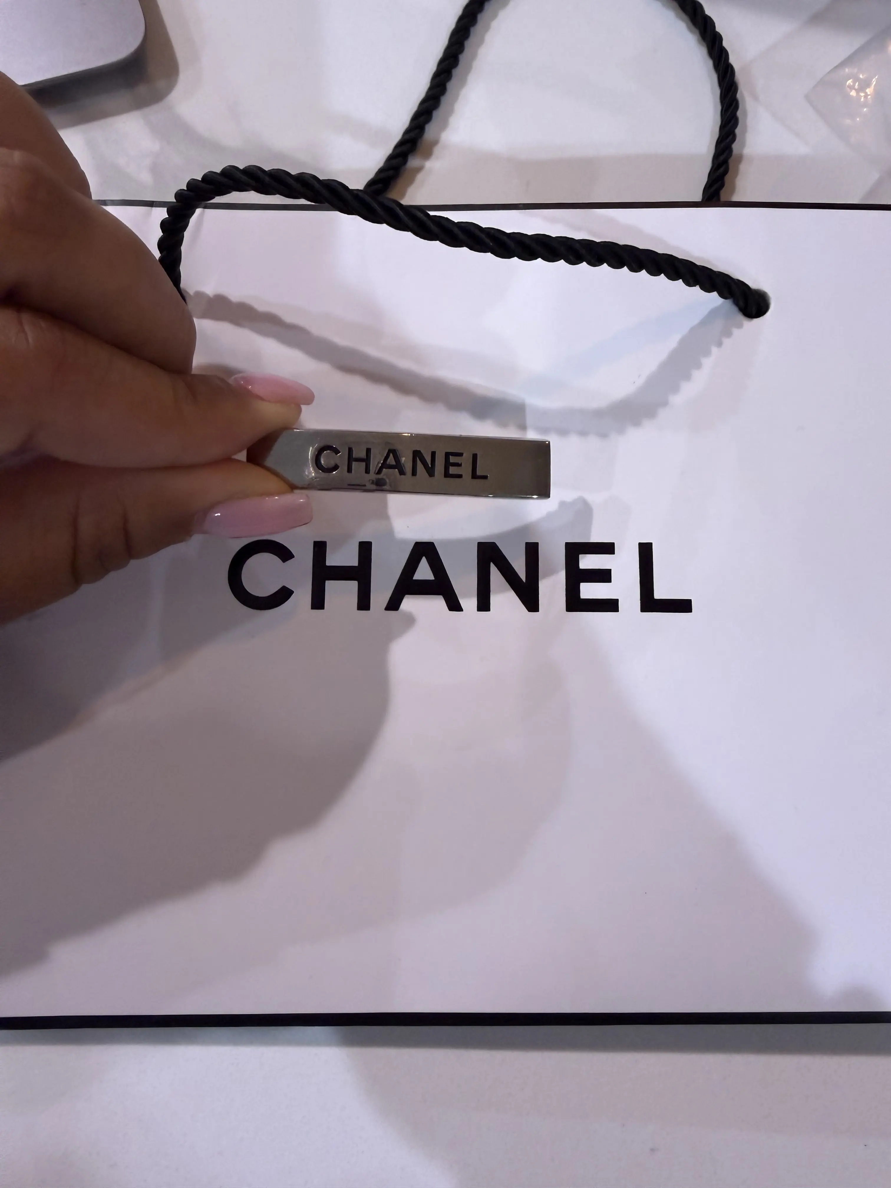 Pre-owned Chanel Silver Hair Clip with Paper Bag Perfect for Daily Use
